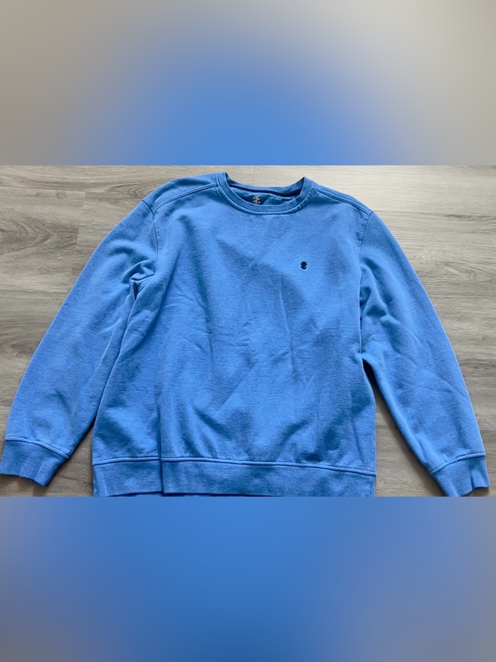 IZOD Mens Blue Long Sleeve Crewneck Pullover Sweatshirt Size Large Casual Solid